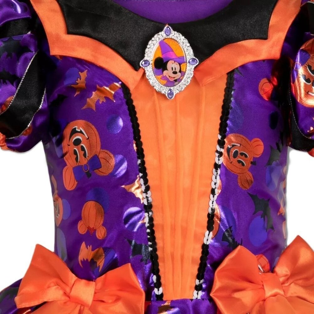 Disney Minnie Mouse Purple & Orange Witch Halloween Dress -- Size 9/10 Large - Picture 3 of 11